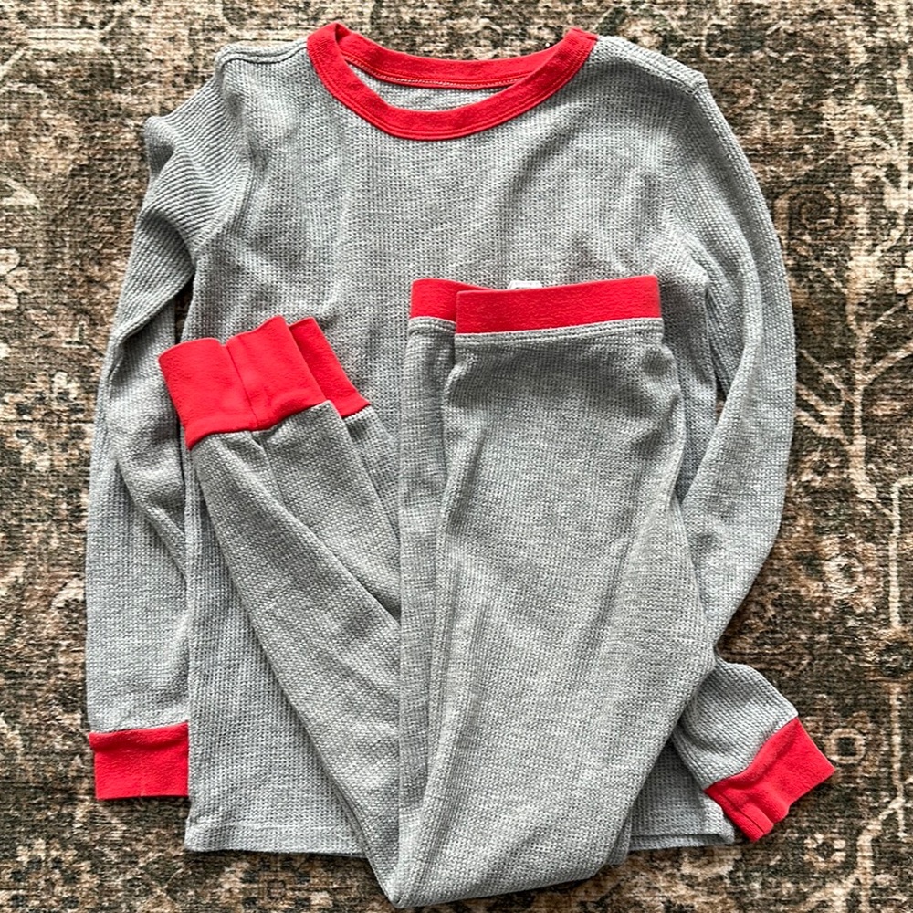 Gray and Red Thermal Pajama Set